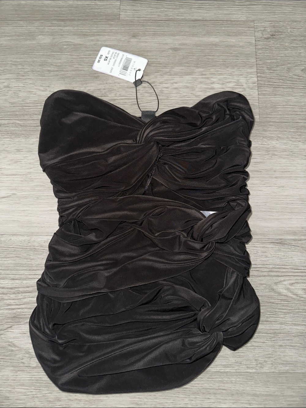 Strapless Ruched Black Strapless Top